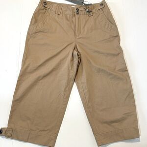 New! Chico's SZ 14 Tan Chinos Capris Pants Classic Casual Relaxed Fit Neutral